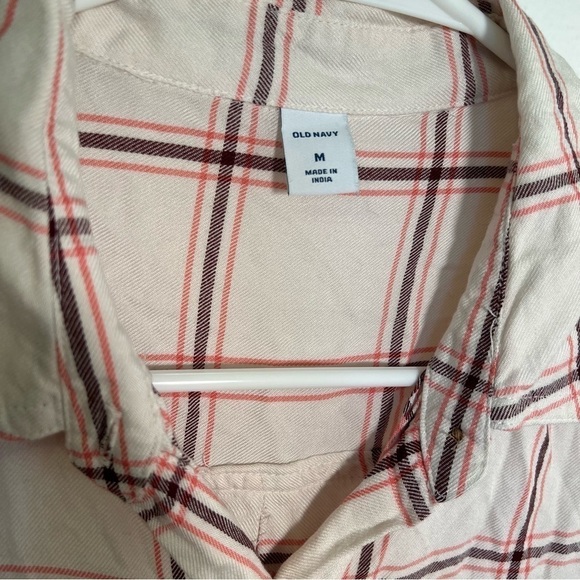 Old Navy Button Down Flannel Shirt Cream Plaid - Picture 10 of 11